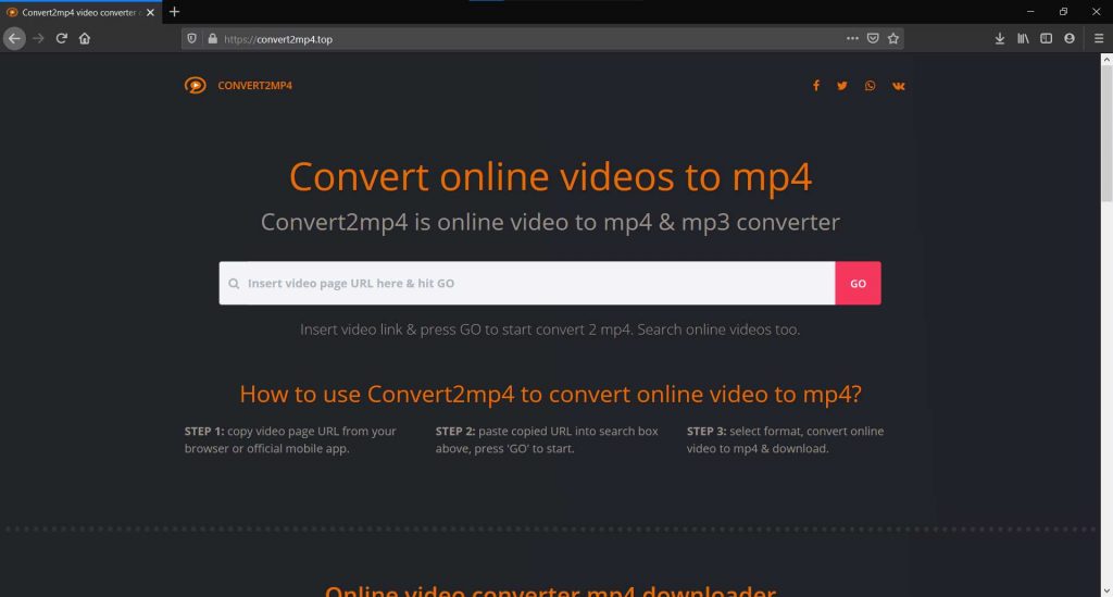 halaman convert2mp4 untuk download video