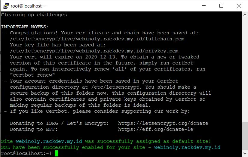 Instalasi ssl lets encrypt dengan webinoly