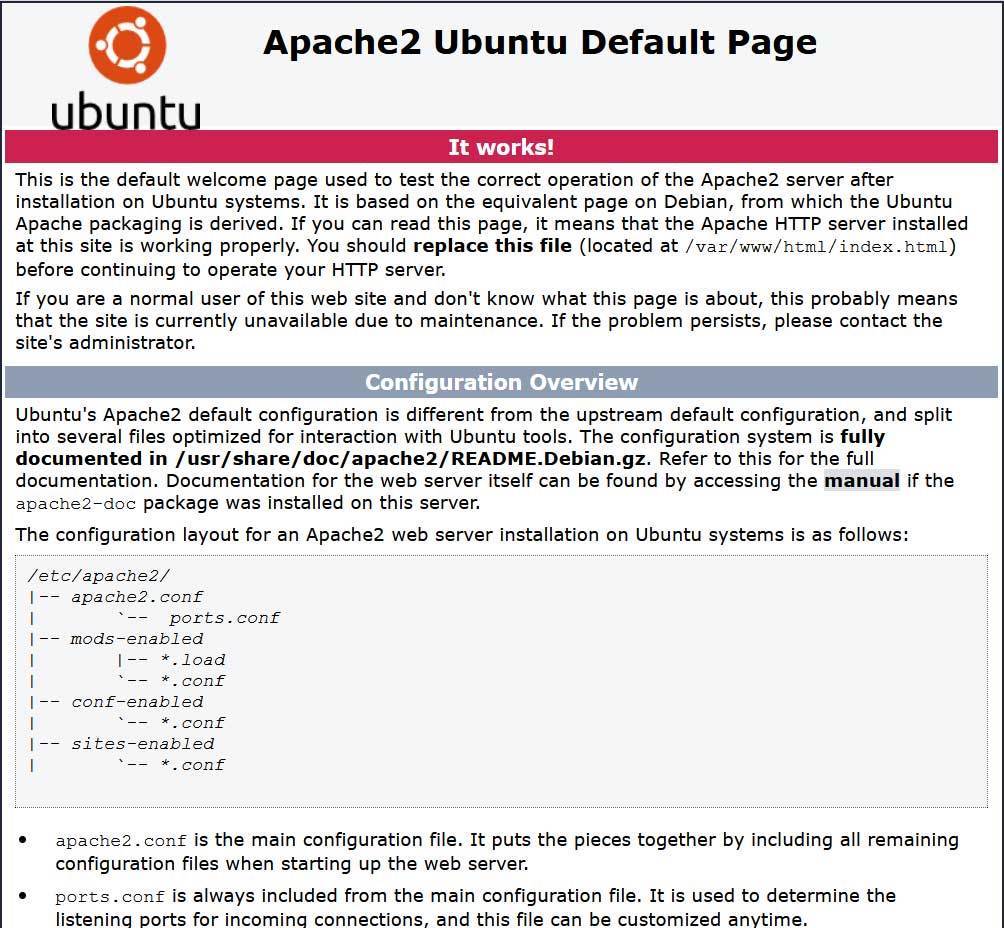 Halaman default apache di ubuntu lamp stack