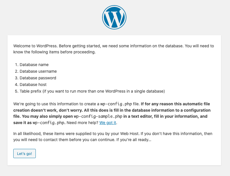 Wordpress Wizard Instalasi.